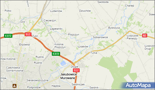 mapa Łysaków gmina Wólka, Łysaków gmina Wólka na mapie Targeo