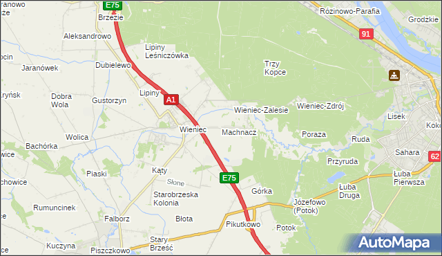 mapa Machnacz gmina Brześć Kujawski, Machnacz gmina Brześć Kujawski na mapie Targeo