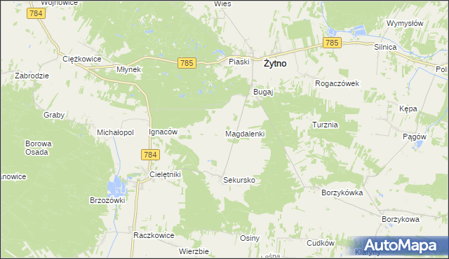 mapa Magdalenki gmina Żytno, Magdalenki gmina Żytno na mapie Targeo