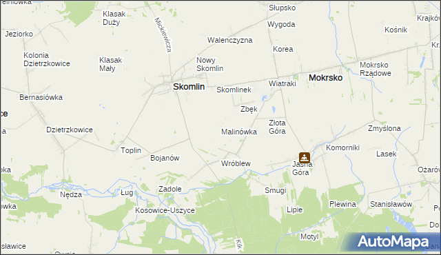 mapa Malinówka gmina Skomlin, Malinówka gmina Skomlin na mapie Targeo