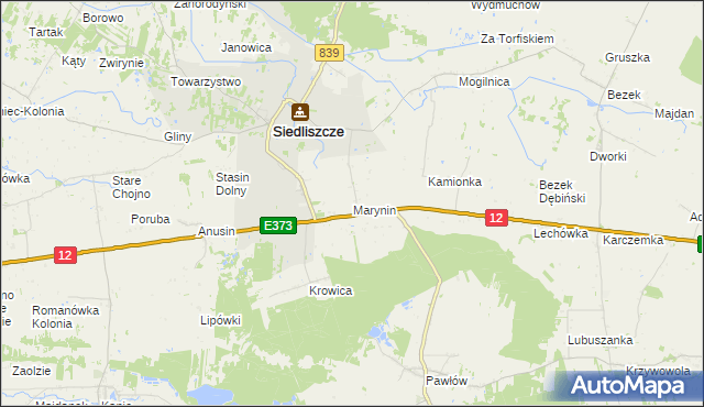 mapa Marynin gmina Siedliszcze, Marynin gmina Siedliszcze na mapie Targeo