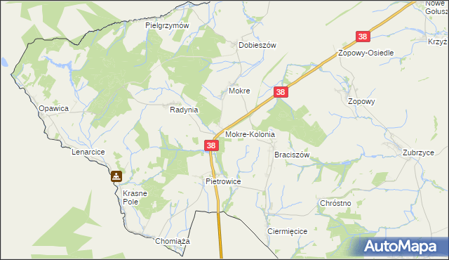 mapa Mokre-Kolonia, Mokre-Kolonia na mapie Targeo