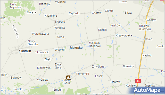 mapa Mokrsko-Osiedle, Mokrsko-Osiedle na mapie Targeo