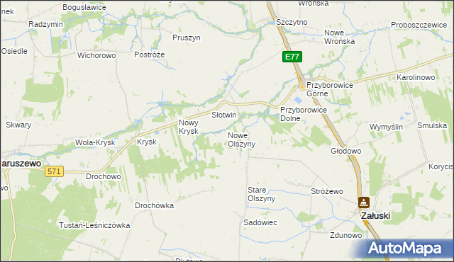 mapa Nowe Olszyny, Nowe Olszyny na mapie Targeo