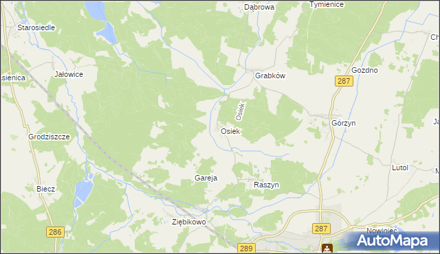 mapa Osiek gmina Lubsko, Osiek gmina Lubsko na mapie Targeo