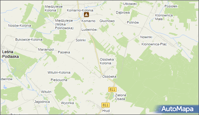 mapa Ossówka Kolonia, Ossówka Kolonia na mapie Targeo