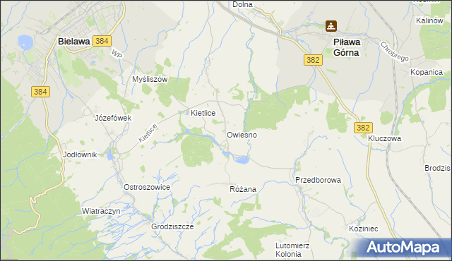 mapa Owiesno, Owiesno na mapie Targeo