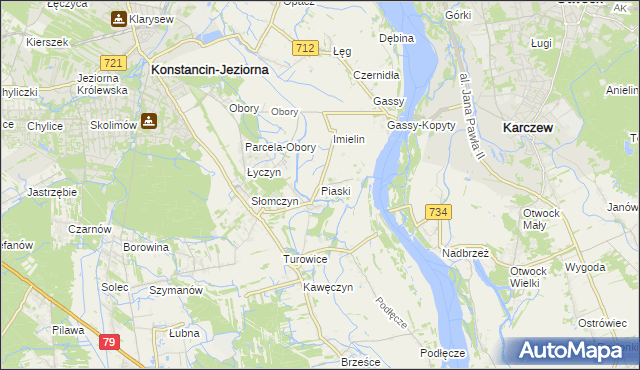 mapa Piaski gmina Konstancin-Jeziorna, Piaski gmina Konstancin-Jeziorna na mapie Targeo