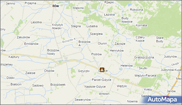 mapa Piotrów gmina Iłów, Piotrów gmina Iłów na mapie Targeo