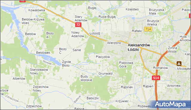 mapa Placydów, Placydów na mapie Targeo