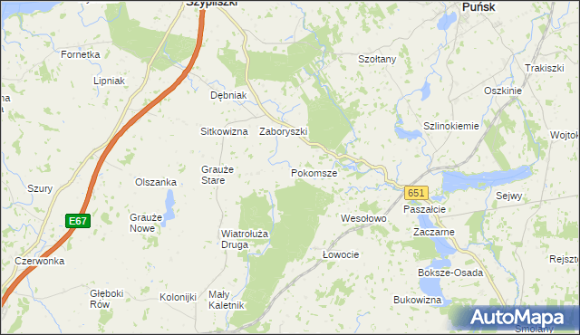 mapa Pokomsze, Pokomsze na mapie Targeo