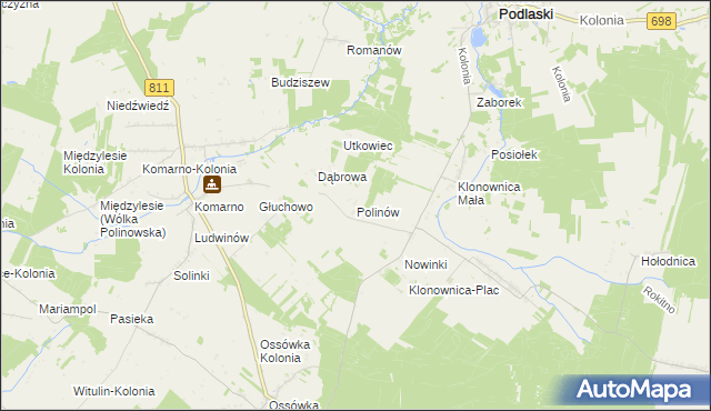 mapa Polinów, Polinów na mapie Targeo