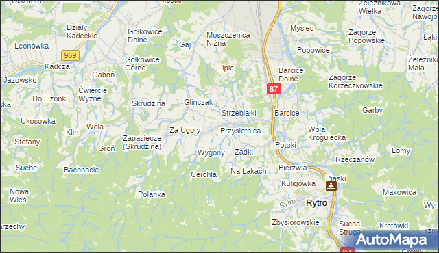 mapa Przysietnica gmina Stary Sącz, Przysietnica gmina Stary Sącz na mapie Targeo