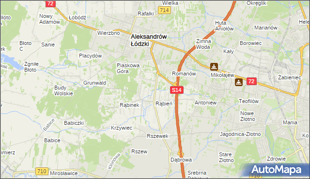 mapa Rąbień AB, Rąbień AB na mapie Targeo