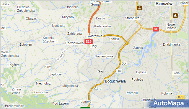 mapa Racławówka, Racławówka na mapie Targeo