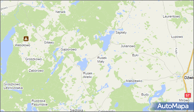 mapa Rusek Mały, Rusek Mały na mapie Targeo