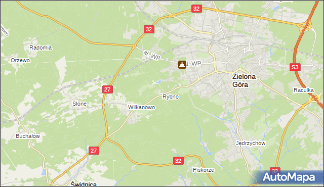 mapa Rybno gmina Świdnica, Rybno gmina Świdnica na mapie Targeo