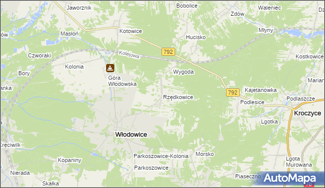 mapa Rzędkowice, Rzędkowice na mapie Targeo
