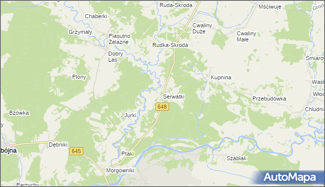 mapa Serwatki, Serwatki na mapie Targeo