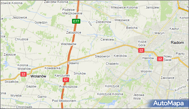 mapa Ślepowron, Ślepowron na mapie Targeo