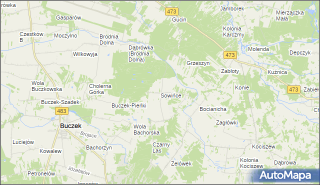 mapa Sowińce, Sowińce na mapie Targeo