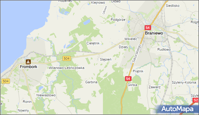 mapa Stępień, Stępień na mapie Targeo