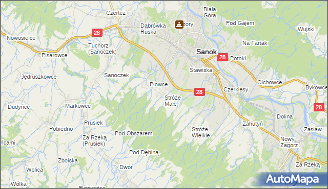 mapa Stróże Małe, Stróże Małe na mapie Targeo