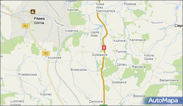 mapa Sulisławice gmina Ząbkowice Śląskie, Sulisławice gmina Ząbkowice Śląskie na mapie Targeo