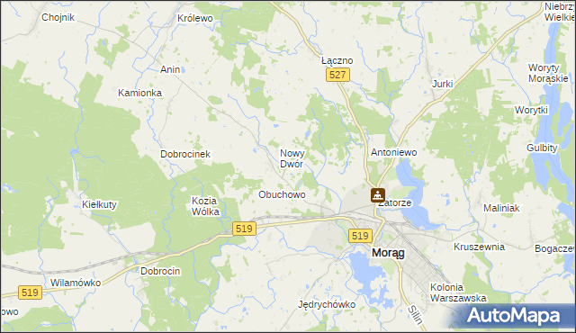 mapa Szymanowo gmina Morąg, Szymanowo gmina Morąg na mapie Targeo