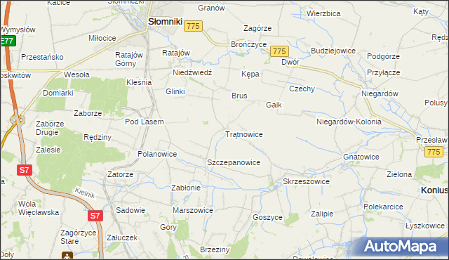 mapa Trątnowice, Trątnowice na mapie Targeo