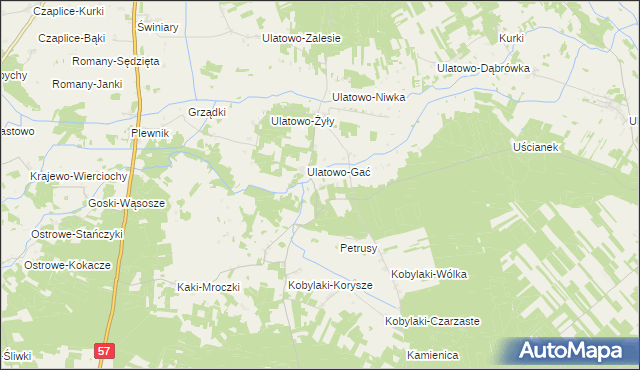 mapa Ulatowo-Czerniaki gmina Krzynowłoga Mała, Ulatowo-Czerniaki gmina Krzynowłoga Mała na mapie Targeo