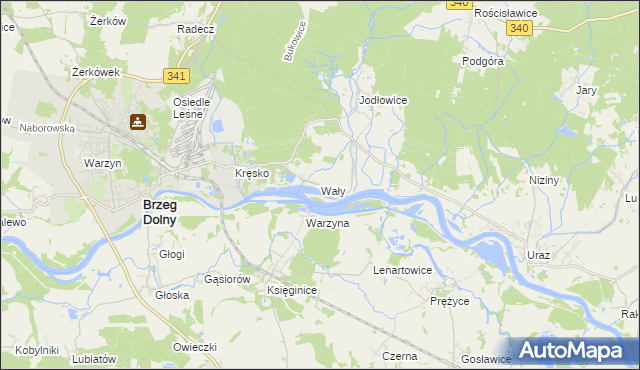 mapa Wały gmina Brzeg Dolny, Wały gmina Brzeg Dolny na mapie Targeo