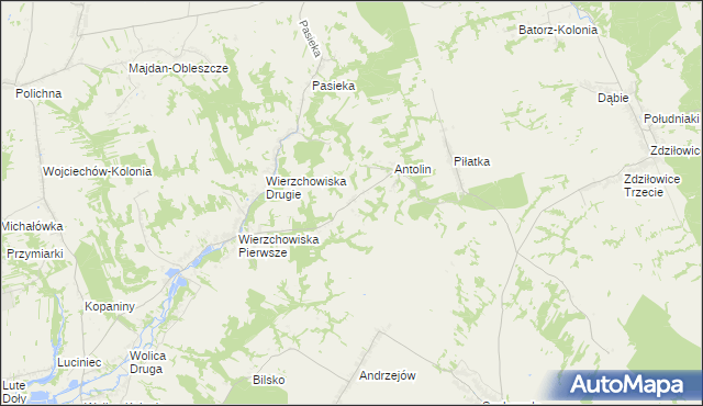 mapa Węgliska gmina Modliborzyce, Węgliska gmina Modliborzyce na mapie Targeo