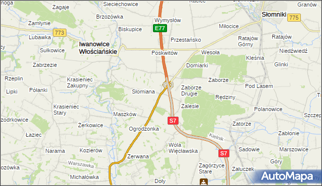 mapa Widoma gmina Iwanowice, Widoma gmina Iwanowice na mapie Targeo