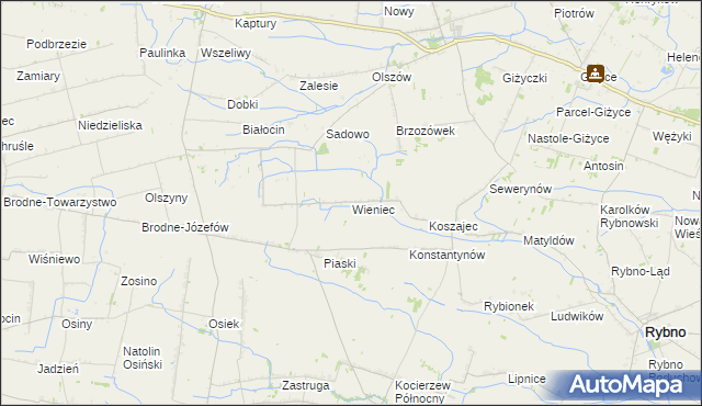 mapa Wieniec gmina Iłów, Wieniec gmina Iłów na mapie Targeo