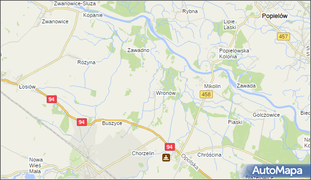 mapa Wronów gmina Lewin Brzeski, Wronów gmina Lewin Brzeski na mapie Targeo