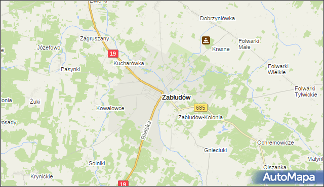 mapa Zabłudów, Zabłudów na mapie Targeo