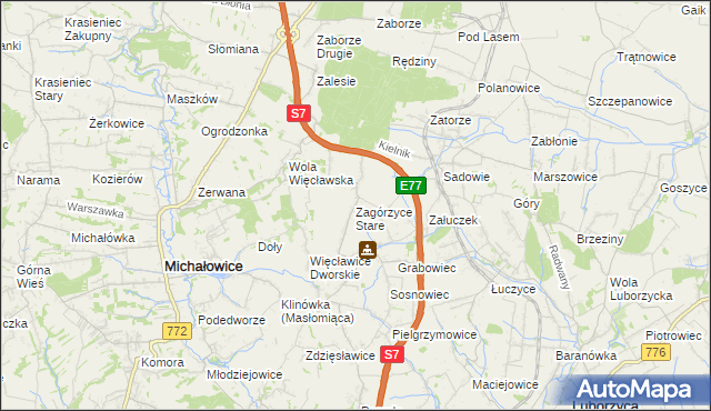 mapa Zagórzyce Stare, Zagórzyce Stare na mapie Targeo