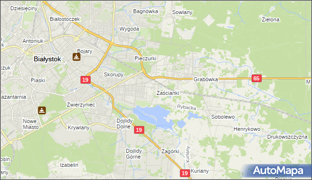 mapa Zaścianki gmina Supraśl, Zaścianki gmina Supraśl na mapie Targeo