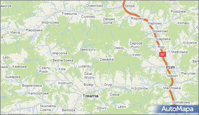 mapa Zawadka gmina Tokarnia, Zawadka gmina Tokarnia na mapie Targeo