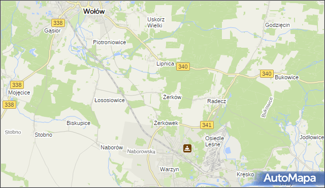 mapa Żerków gmina Brzeg Dolny, Żerków gmina Brzeg Dolny na mapie Targeo