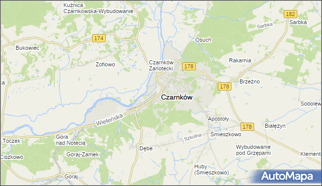 mapa Czarnków, Czarnków na mapie Targeo