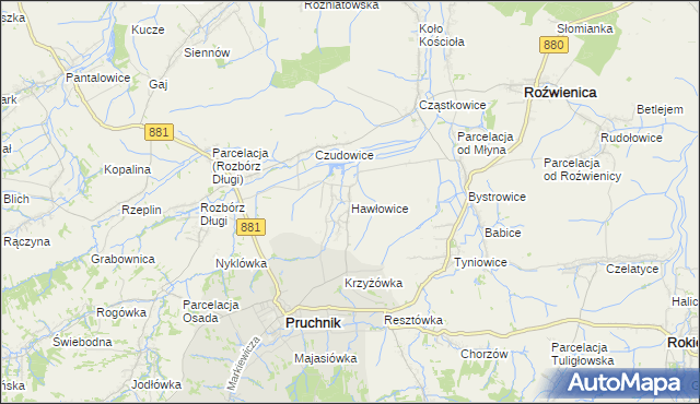 mapa Hawłowice, Hawłowice na mapie Targeo