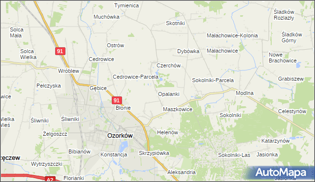 mapa Opalanki gmina Ozorków, Opalanki gmina Ozorków na mapie Targeo