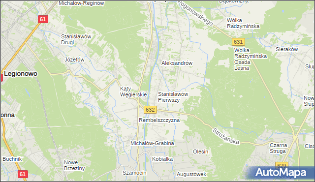 mapa Stanisławów Pierwszy gmina Nieporęt, Stanisławów Pierwszy gmina Nieporęt na mapie Targeo