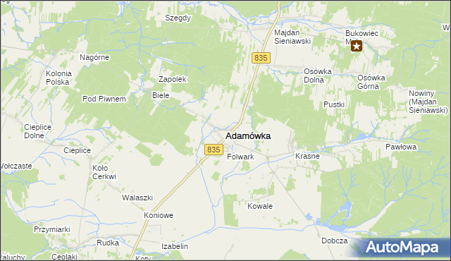 mapa Adamówka powiat przeworski, Adamówka powiat przeworski na mapie Targeo