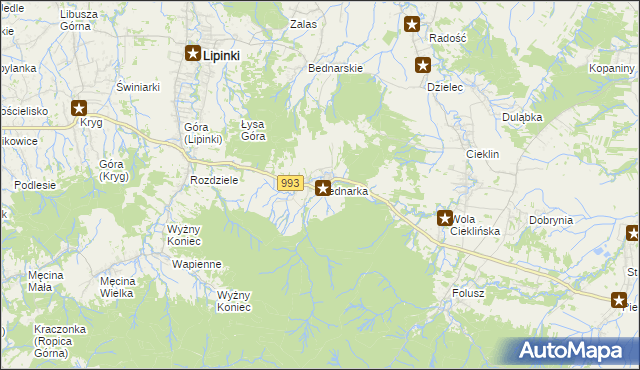 mapa Bednarka gmina Lipinki, Bednarka gmina Lipinki na mapie Targeo
