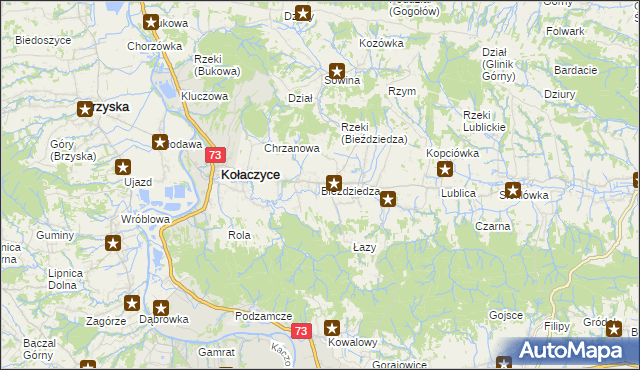 mapa Bieździedza, Bieździedza na mapie Targeo