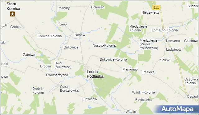 mapa Bukowice-Kolonia, Bukowice-Kolonia na mapie Targeo