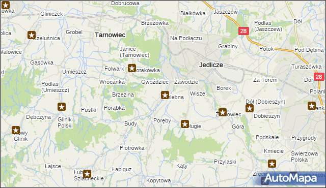 mapa Chlebna gmina Jedlicze, Chlebna gmina Jedlicze na mapie Targeo